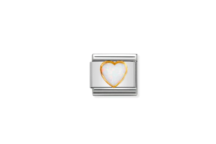 White Opal Heart Link