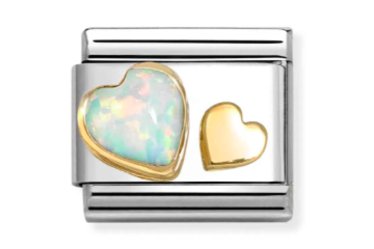 White Opal Stone with Heart Link 