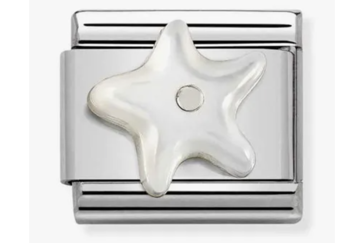 White Raised Star with Silver Stud Link