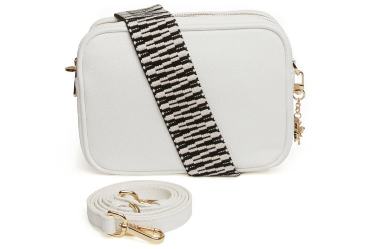 White Soho Dual Compartment Camera Crossbody Bag