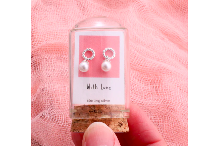 With Love Pearl Circle Earrings