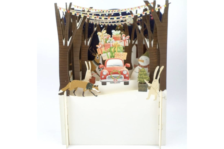 Woodland Car 3D Pop Up Greeting Card