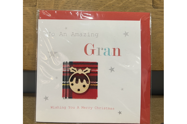 Amazing Gran Tartan Pudding Card