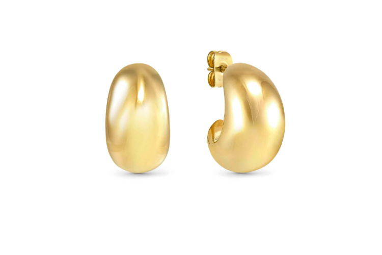 yellow gold earrings, small moom