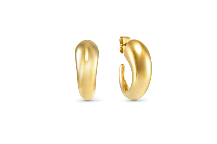 yellow gold earrings in medium moon