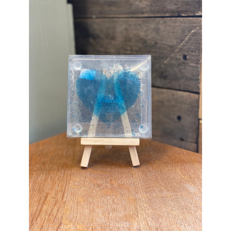 Blue Heart Glass Coaster