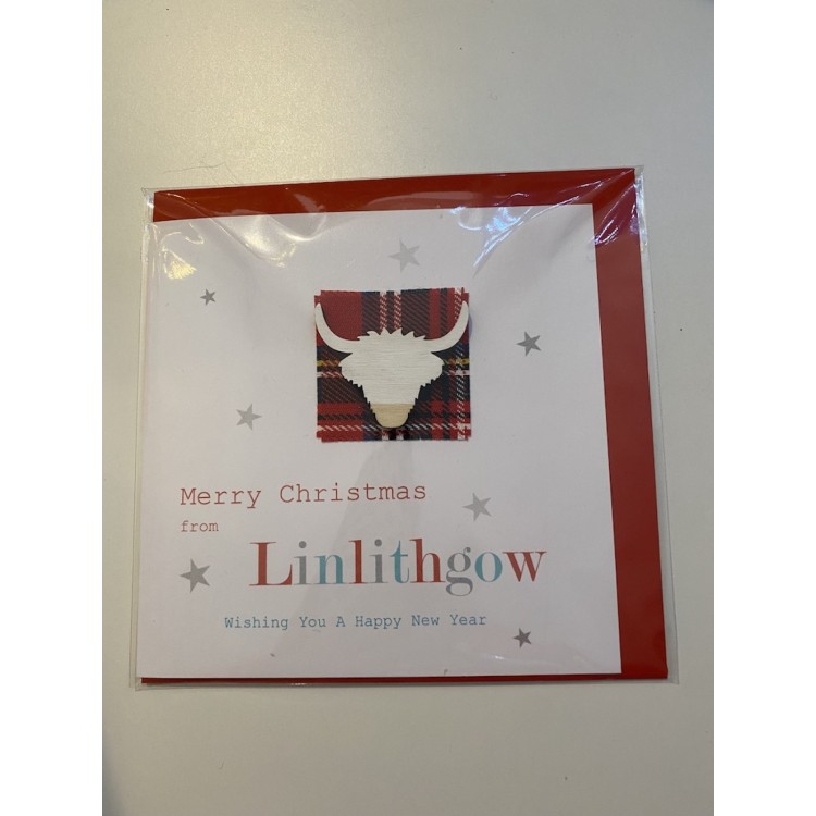 Christmas Highland Cow Linlithgow Greeting Card